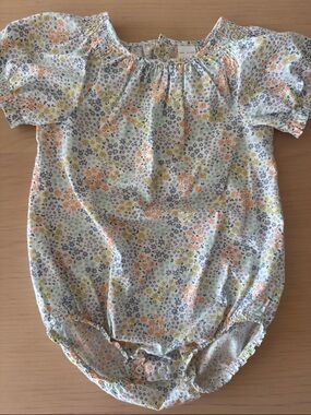 Carter's Floral Cotton Bubble Romper in Pastel Yellow, Blue & Orange